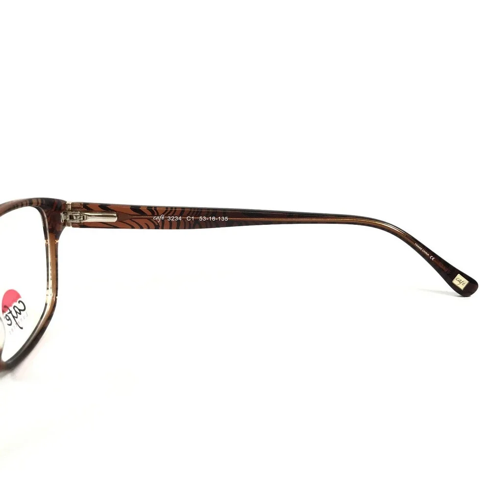 Cafe Lunettes Eyeglasses Frames 3234 C1 Brown Cat Eye Tiger Print 53-16-135